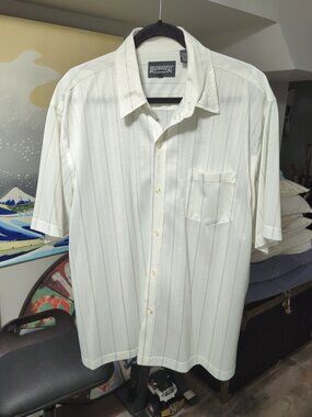 Dragonfly Mens Sheer Striped Club Shirt Size XL White Silver Retro Y2K 90s